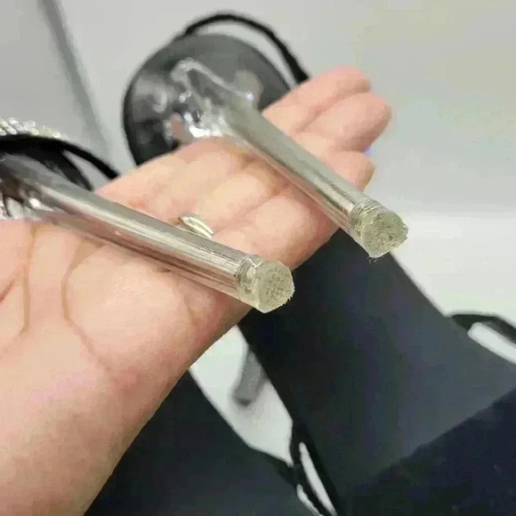 Beautiful Miss Lola Black EMBELLISHED STRAP Clear Heels Open Toe Size 6 - Picture 4 of 11